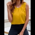 thumbnail image 4 of Camiseta Sin Mangas de Satén de Seda para Mujer, Atuendo Informal de Verano para Negocios 2025, Camisa Elegante Sin Mangas para el Trabajo Amarillo XL, 4 of 9