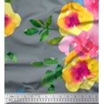 thumbnail image 1 of Soimoi Crepe Silk Fabric Flower & Leaves Watercolor Print Sewing Fabric Yard 42 Inch Wide, 1 of 1