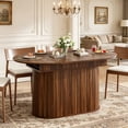 thumbnail image 2 of 55.11"-70.86" Extendable Oval Dining Table With Striped Legs, For Dining Room, Kitchen, Living Room,Walnut, 2 of 6