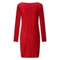 thumbnail image 5 of Pompotops Robe Mini Aguichant Mode Femme Chandail Col Rond Couleur Unie Manches Longues Slim, 5 of 5