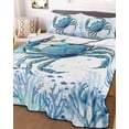 thumbnail image 3 of Quilts Twin Size Bedding Set, Blue Coastal Crab Lightweight Quilted Comforter, Summer Ocean Coral Sea Fish Abstract Soft Reversible Bedspread Coverlet with Pillow Covers for All Season, 68" x 86", 3 of 7