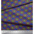 thumbnail image 3 of Soimoi Blue Cotton Voile Fabric Geometric Ikat Print Fabric by the Yard 42 Inch Wide, 3 of 3
