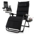thumbnail image 3 of Gymax Chair Folding Recliner Lounge Chair w/ Cushion Cup Holder Black, 3 of 9