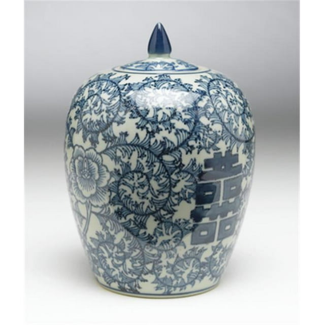 AA Importing 59769 Pot Antique Vert Pâle & Bleu avec Couvercle
