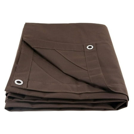 10 x 12 Dark Brown Canvas Tarp 12oz - Water Resistant & Breathable - Heavy Duty Tarps - Multipurpose Tarpaulin Cover for Camping Tent