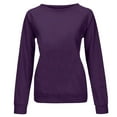 thumbnail image 4 of GPOECD Chandail Sans Capuche pour Femme à Manches Longues, T-Shirt à Col Rond, Haut Imprimé, Blouse Mode Urbaine pour l'Entraînement Quotidien à la Maison et à l'Extérieur, Violet, TTG, 4 of 5