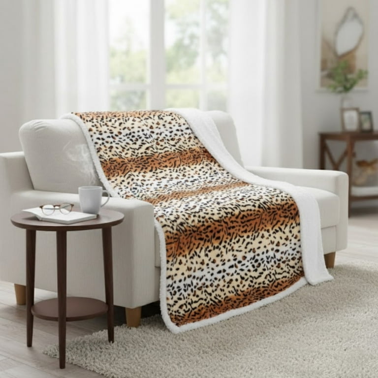 Lavish Home Tiger Print Fleece Throw Blanket 50x60 photo 6