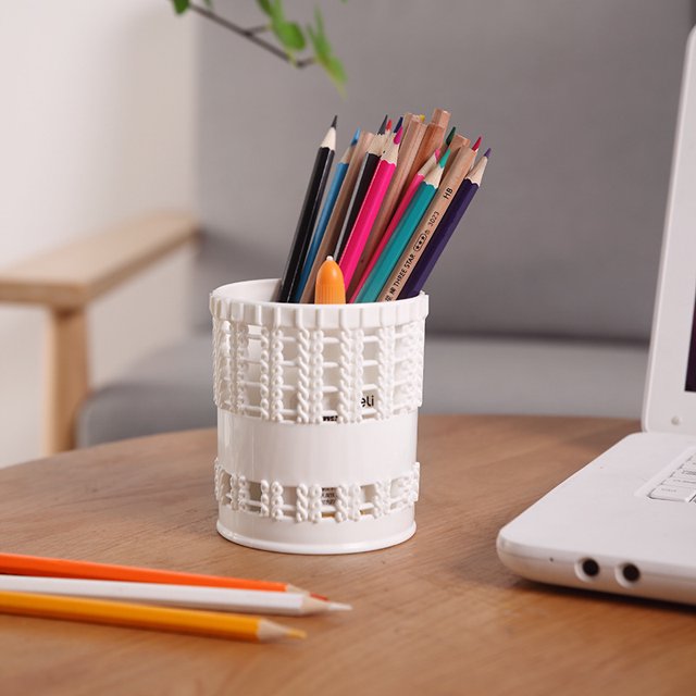 Deskpen Holder Cartoon Hollow-out Rattan-like Estudiantes Papelería Soporte de almacenamiento (Blanco) ShuxiuWang 9024715422576