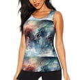 thumbnail image 1 of Junzan Ink Style Wave Dragon Pattern Workout Tank Tops for Women Sleeveless Running Loose Fit Yoga Tops Active Shirts Gym Exercise-Large, 1 of 7