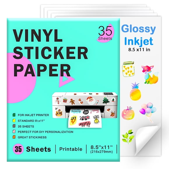 Papel adhesivo de vinilo imprimible Ruibytree, 35 hojas A4