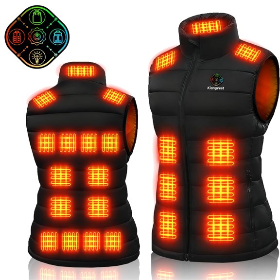 Women Heated Vest with 2 Pcs 20000mAh/7.4 V Battery Pack, Lightweigh Heating Vest for Women 21 Heating Zones