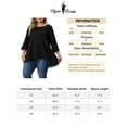 thumbnail image 6 of Unique Bargains Women's Plus Size Blouse Waffle Round Neck Lace Panel High Low Hem Tops 1X Black, 6 of 6