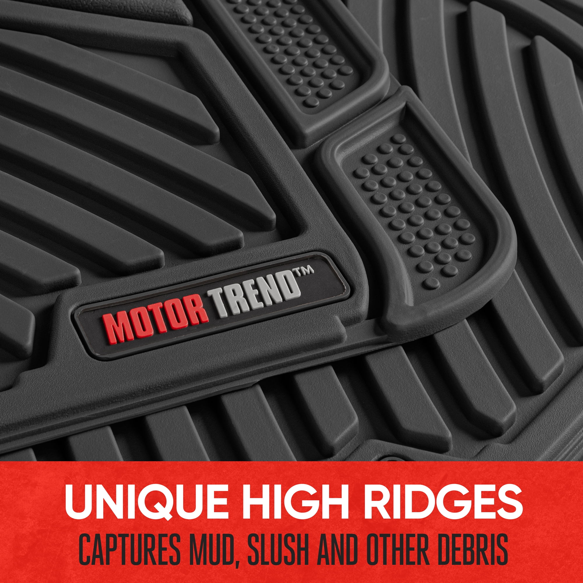 Motor Trend FlexTough Floor Mats for Car SUV and Van 3 Rows, Odorless EcoClean Liners, 3 Colors