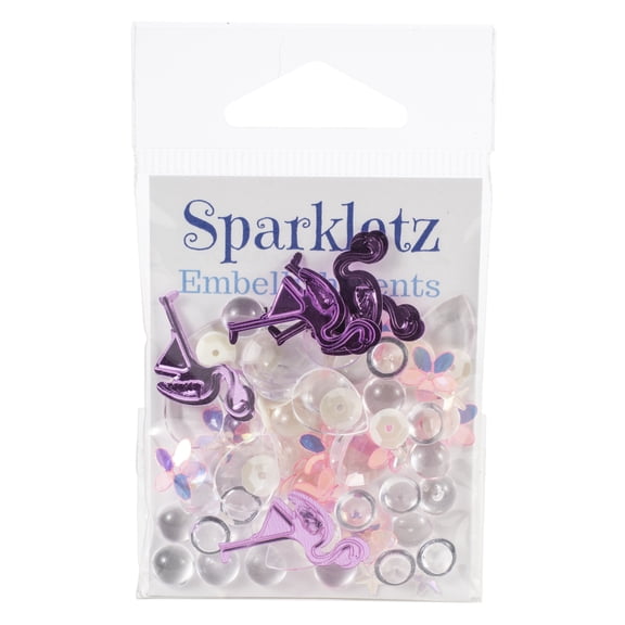 Buttons Galore Sparkletz Embellishment Pack 10g-Pink Flamingo