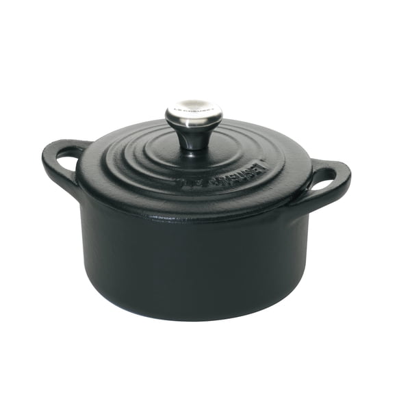 Le Creuset Mini Cocotte de hierro fundido esmaltado con tapa, 1/3 qt., Regaliz, Negro