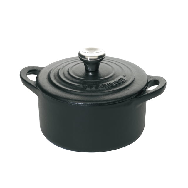 Le Creuset Mini Cocotte de hierro fundido esmaltado con tapa, 1/3 qt., Regaliz, Negro