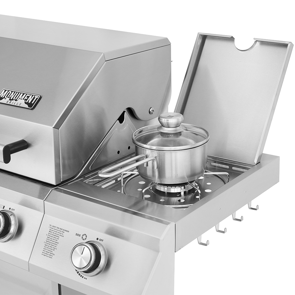 Monument Grills 25392 4-Burner Propane Gas Grill in Stainless with LED Controls & Side Burner - image 3 of 6