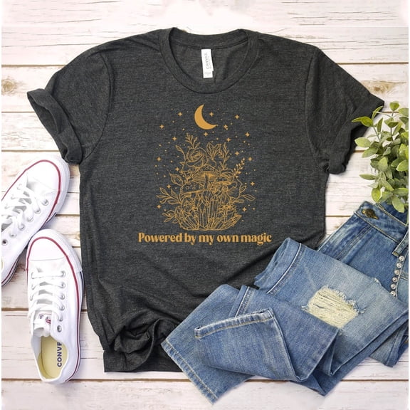 Powered By My Own Magic T-shirt Halloween Shirt Witch Gifts Inspirational Tee Birthday Top Positive Motivational Practical Salt Rosemary Lavender Love Spell Gift