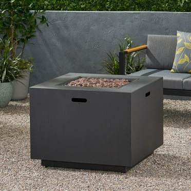 33" Outdoor Iron Square Propane Fire Pit with Built-in Tank, Brushed Brown - 50,000 BTU