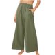 thumbnail image 1 of ICHUANYI Clearance Women's Solid Color High-waist Loose Women's Wide Leg Pants(Green, M) ICHUANYI WER2023081507240, 1 of 4