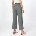 thumbnail image 4 of Women's Capri Pants Comfy Linen Elastic Bell Bottom Lightweight Cropped Pants High Waist Drawstring Stretch Yoga Gauze Pants with Pockets Gray XL, 4 of 6