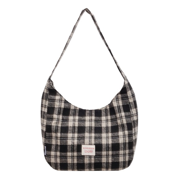 HUISZJ Plaid Shoulder Bag, Women Crossbody Bag, Large Capacity Underarm Bag Handbag for Vacation Work Travel (Black)