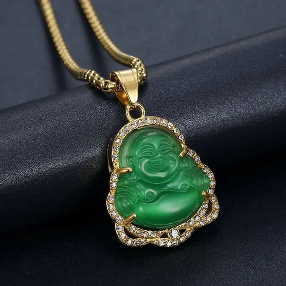 Buddha Pendant Necklaces For Women 14K Yellow Gold Cubic Zircon Necklace Fashion Jewelry New Style