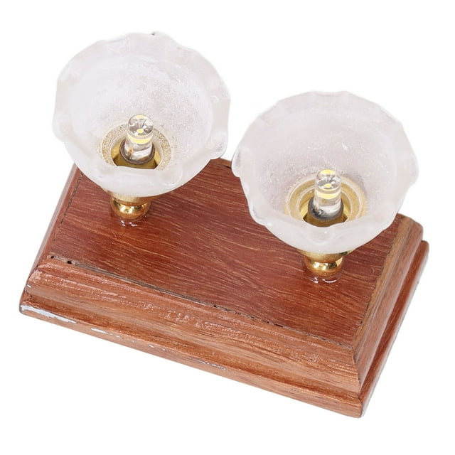 Luz de techo para casa de muñecas, lámpara LED en miniatura de doble cabezal con batería a escala 1/12