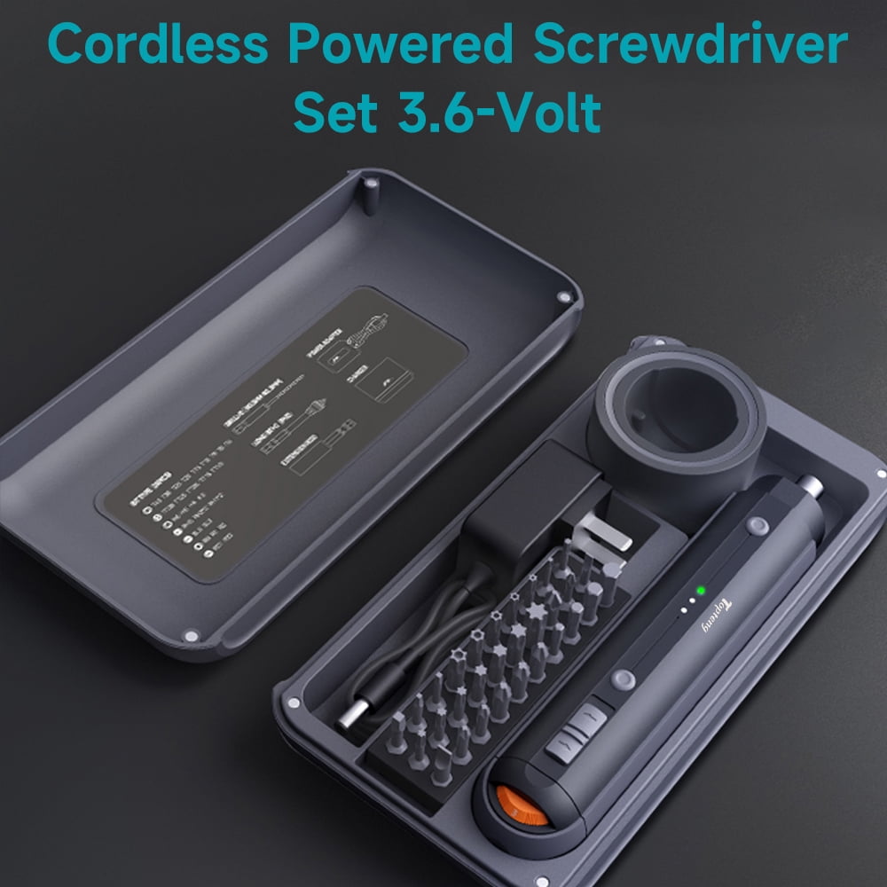 TOPTENG Electric Screwdriver Set, 3.6V 38-in-1 Multi-Function, 220RPM, 4N.m Torque, 2000mAh Li-Ion Battery with Charging Base and LED Lighting, Repair Tool for Electronics Phone Camera Laptop Watch