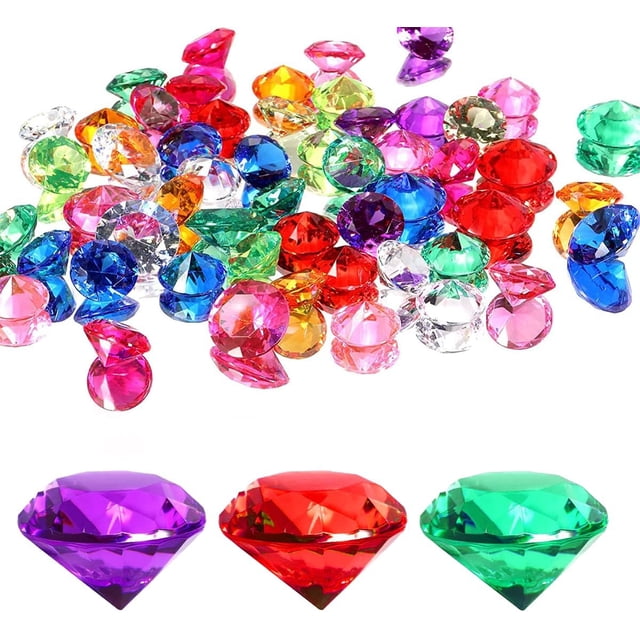 Acrylic Diamond, 20MM Multicolor Crystal Diamond Pirate Gem Table Scatter Confetti Crystal for Table Decorations, Party, Wedding Decoration(100 Pcs)