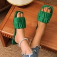 thumbnail image 6 of Women's Pleated Square Toe Slide Sandals, Trendy Wedding & Summer Flat Sandals, 6 of 7