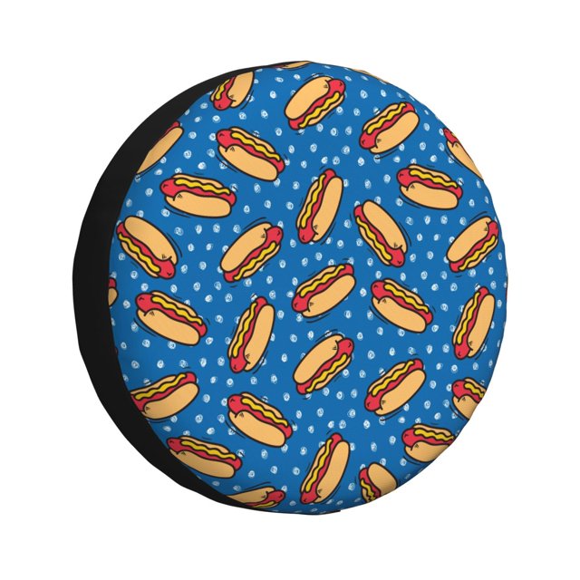 Bingfone Hot Dog 1 pour Housse de Pneu de Rechange Protecteurs de Roues Universels Résistants aux Intempéries pour Remorque de Voyage RV SUV Camion-16 Pouces