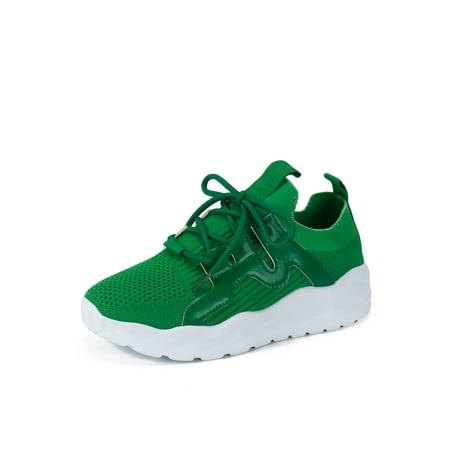

UKAP Ladies Sock Sneakers Knit Upper Walking Shoes Lace Up Running Shoe Anti-Slip Mesh Flats Womens Platform Lightweight Green 6.5