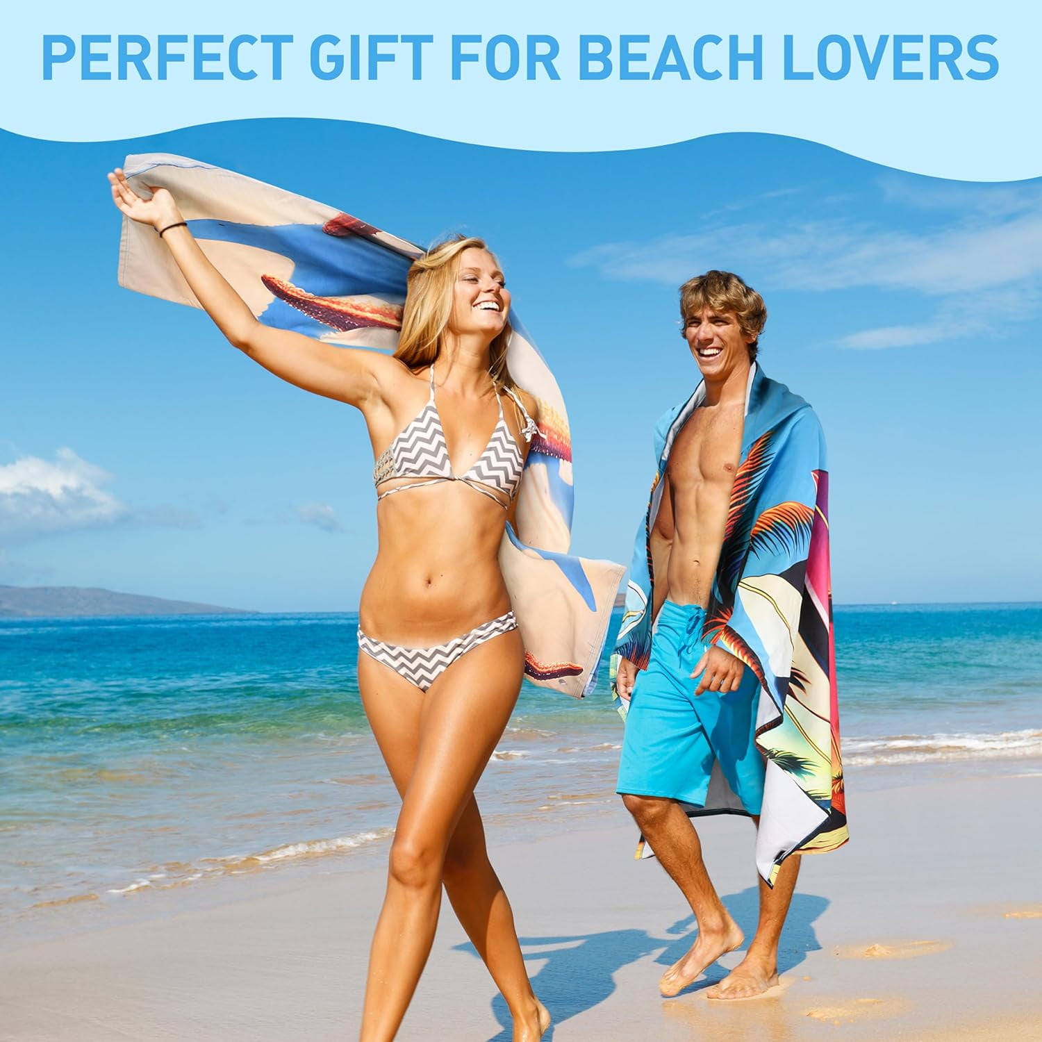 Tirrinia Lightweight Beach Poncho Towel with Hood for Adult, Quick Dry Travel, Surfer Pool Camping
