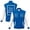 Blue, variant on Womens Color Block Raglan Sleeve Varsity Jacket Snap Button Stand Collar Casual Baseball Coat With Front Pockets Blue XXL