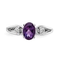 thumbnail image 5 of Solid 14k White Gold 7x5mm Oval Amethyst Purple February Gemstone Diamond Engagement Ring Size 6.5 (.05 cttw.), 5 of 6