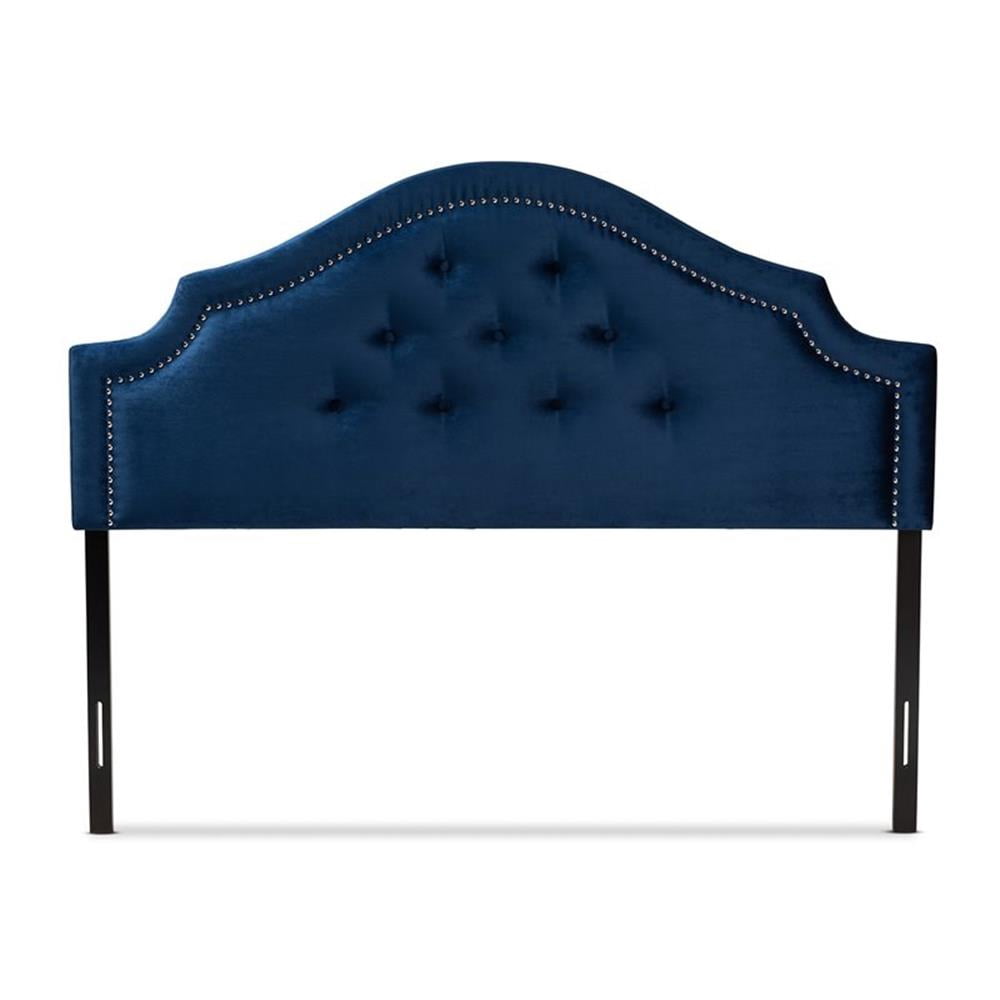 Bowery Hill Modern Velvet Tufted and Queen Headboard in Blue