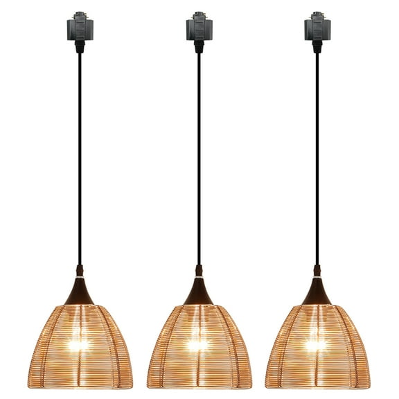 Kiven 3-Light H-Type track lighting pendants,Modern h track pendant lights,Decorative Track Lighting Fixture for Kitchen Island Hallway,Gold Aluminum Lampshade