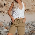 thumbnail image 7 of Ltctricy Women's Casual Shorts Elastic High Waisted Drawstring Pleated Mid Thigh Shorts Summer Beach Shorts with Pockets, 7 of 7