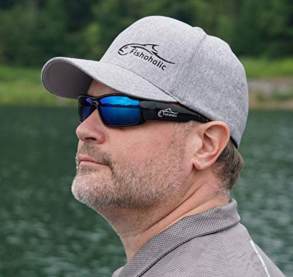 Fishoholic Polarized Fishing Sunglasses -5 Color Options- w Free Case and Pouch - UV400 Fishing Gift (GB-BLU)