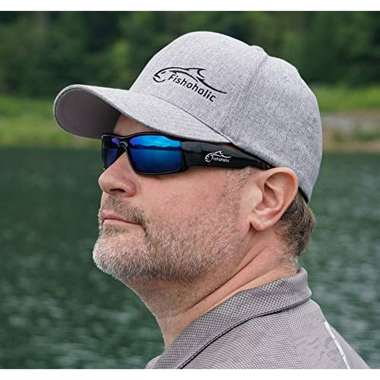 Fishoholic Polarized Fishing Sunglasses -5 Color Options- w Free Case and  Pouch - UV400 Fishing Gift (GB-BLU)