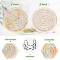 thumbnail image 4 of Haosy Set of 6 Drink Woven Coaster with Holder Heat Resistant Non-Slip Bar Coasters 4 Inches Soft Pastel Rainbow Lemon, 4 of 7