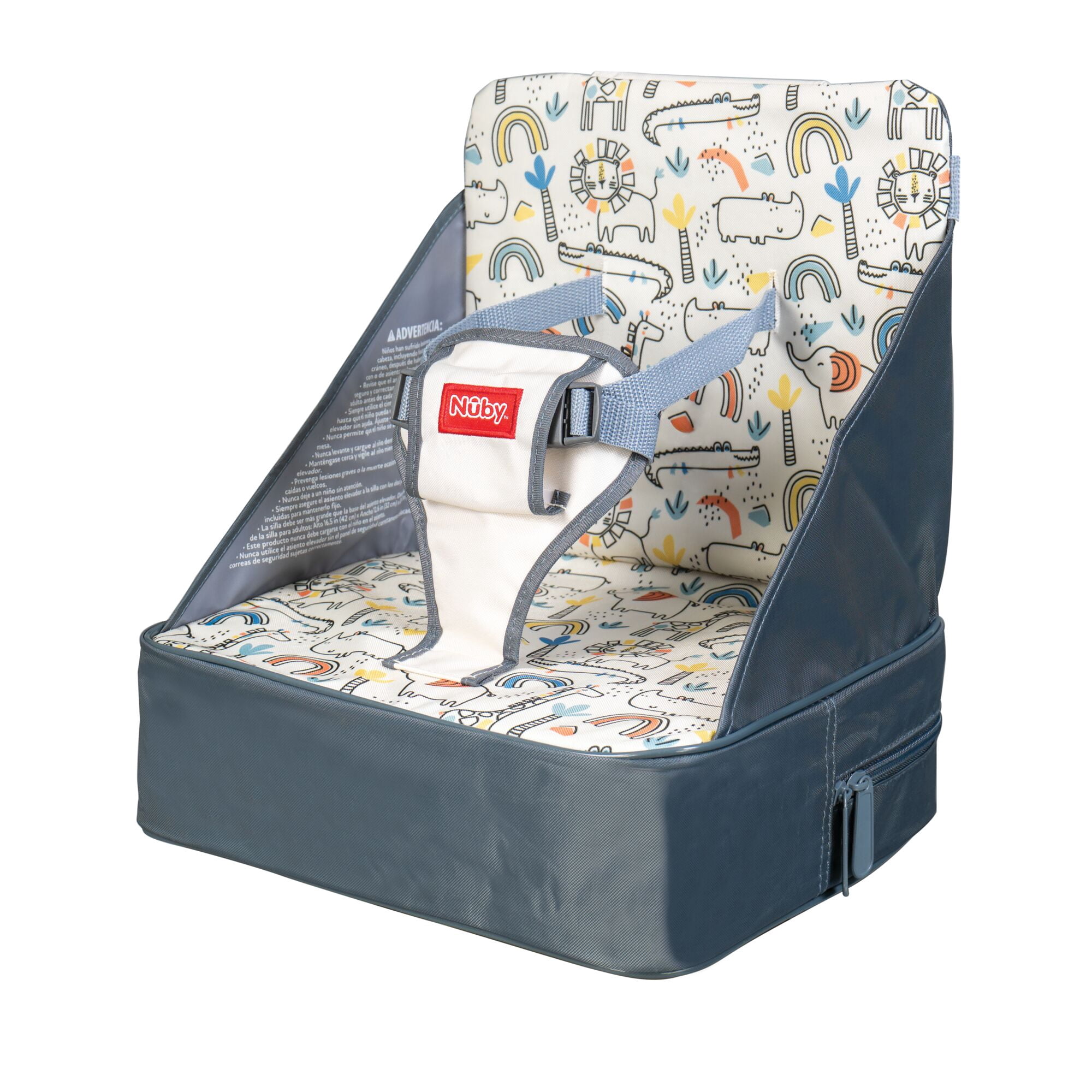 Nuby Easy-Go Lightweight High Chair Booster Seat, For 9 Months and up, Beige Safari Print