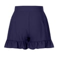 thumbnail image 7 of TAGOLD Women's Fashion Solid Color Casual Wide Leg Ruffle Loose High Waist Shorts Pants Navy 12, 7 of 7