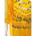 thumbnail image 4 of inhzoy Girls Indian Belly Dance Outfit Crop Top Ruffled Pants Hip Scarf Headscarf Festival Dancewear Yellow-A M, 4 of 7