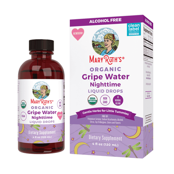 MaryRuth's Organic Nighttime Herbal Blend for Babies (Boy/Girl) with Ginger, Lemon Balm & Fennel Seed, Vegan, 4 oz