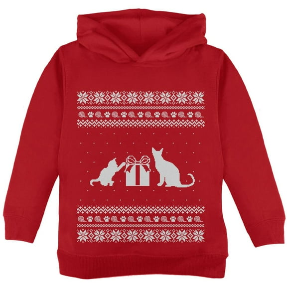 Cats Ugly Christmas Sweater Red Toddler Hoodie