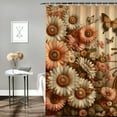 thumbnail image 2 of Shangniulu Shower Curtain, with Tender Clouds Butterflies Flowers and , Cloth Fabric Bathroom Decor Set with Hooks, 2 of 6