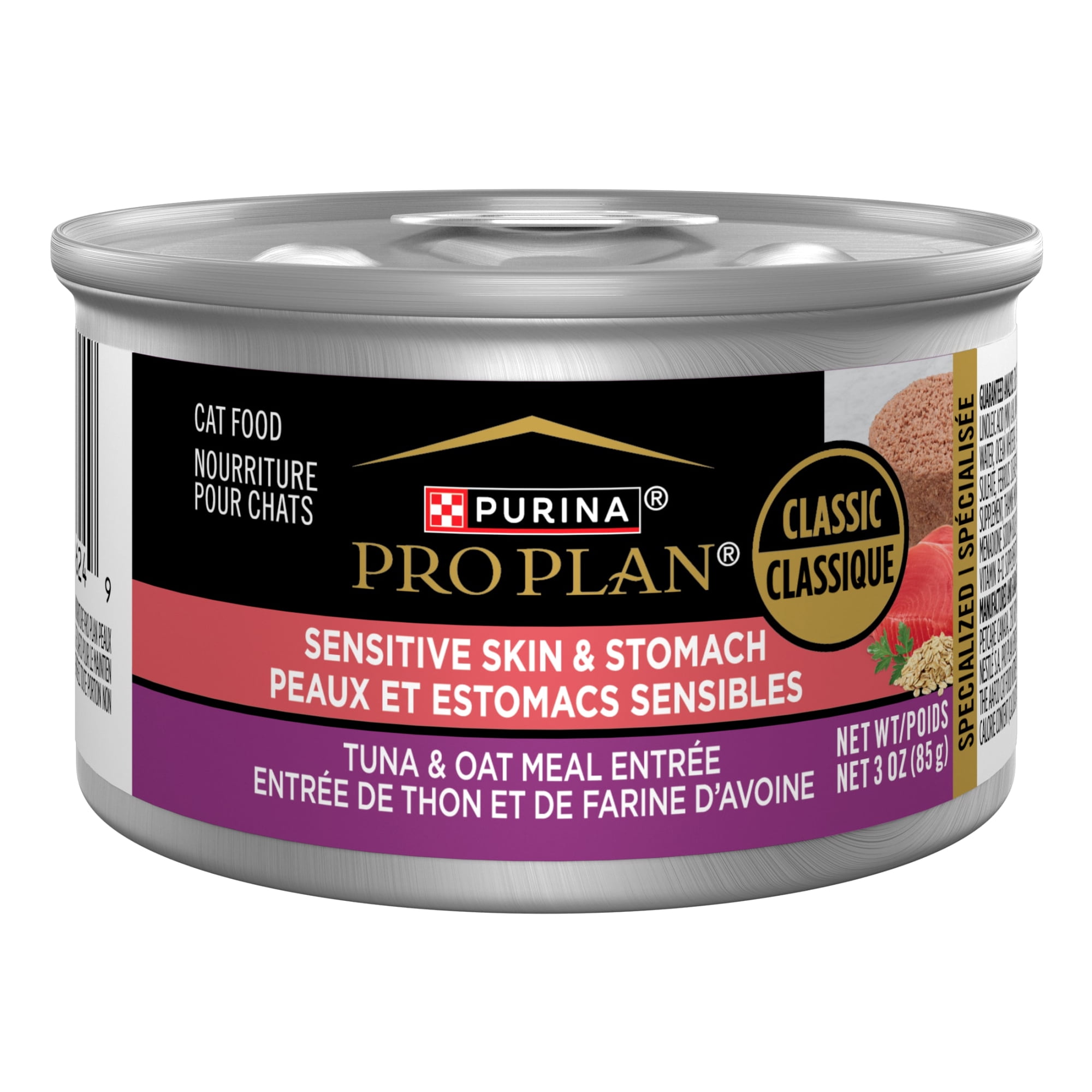 Purina Pro Plan Sensitive Skin and Stomach, Tuna Oat Meal, Wet Cat Food, 3 oz Cans, 24 Pack