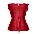 thumbnail image 4 of Renaissance Corset Victorian Style Corset Adjustable Lacing Steel Boning Waist Trainer Satin Fabric Bustier with Bow Accents Bustier Tops for Women Red XXXL, 4 of 4